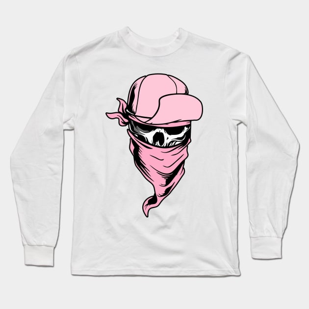 Pink Skull Hat Long Sleeve T-Shirt by Acid_rain